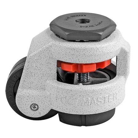 Leveling Caster, 50 Mm Nylon Wheel, 1/2-13 Stem, Swivel, 280 Kg Cap, NBR Foot Pad, Ivory